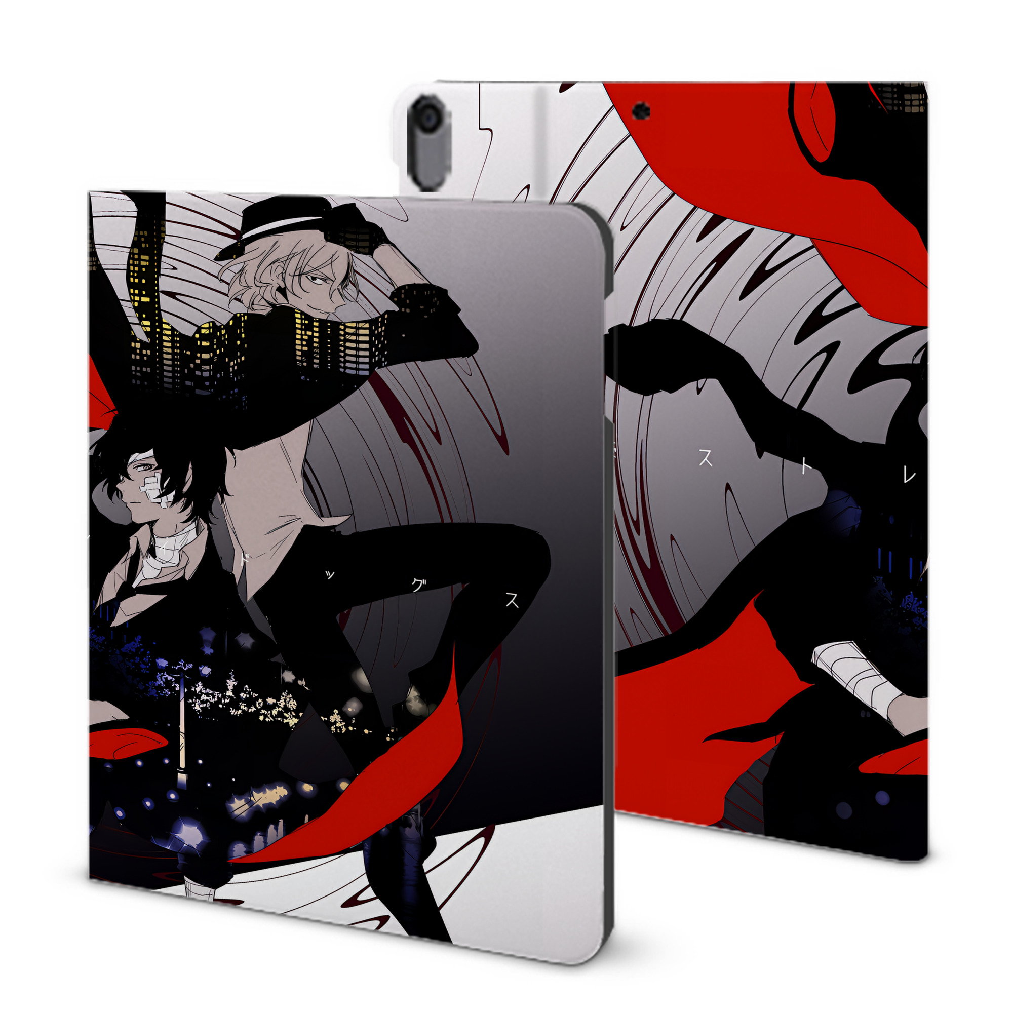 （画像用） 文豪ストレイドッグス Bungo Stray Dogs IPad ケース ブック型 PUレザー TPU 耐衝撃 軽量 薄型 ペン収納なし 全面保護 IPad 各モデル対応